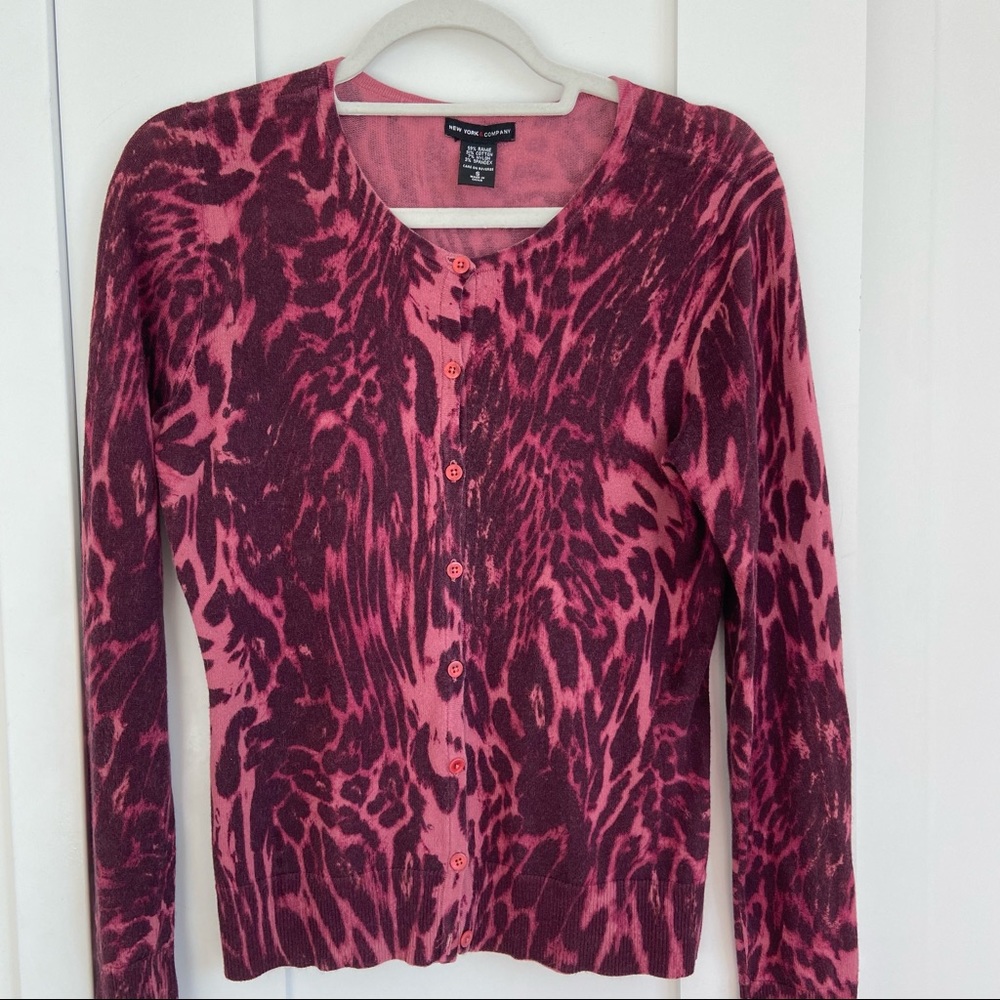 Vintage Pink Leopard Print Cardigan